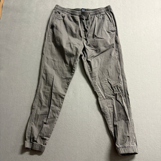 GAP Mens Jogger Pants Medium Gray Cotton Blend Stretch Elastic Waist Casual