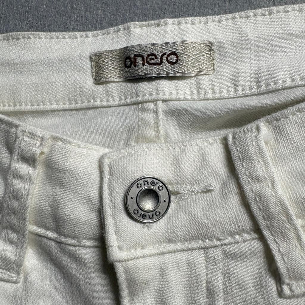 Onero Women White Wide Leg Jeans Size 25 High Rise Stretch Denim Cotton Blend