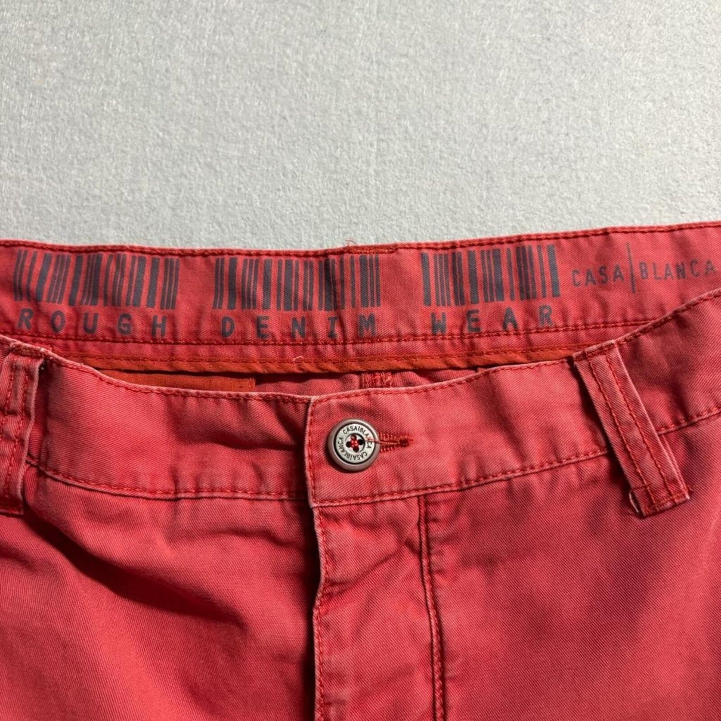 Casa Blanca Rough Denim Wear Mens Chino Shorts Size 36 Red Cotton Casual