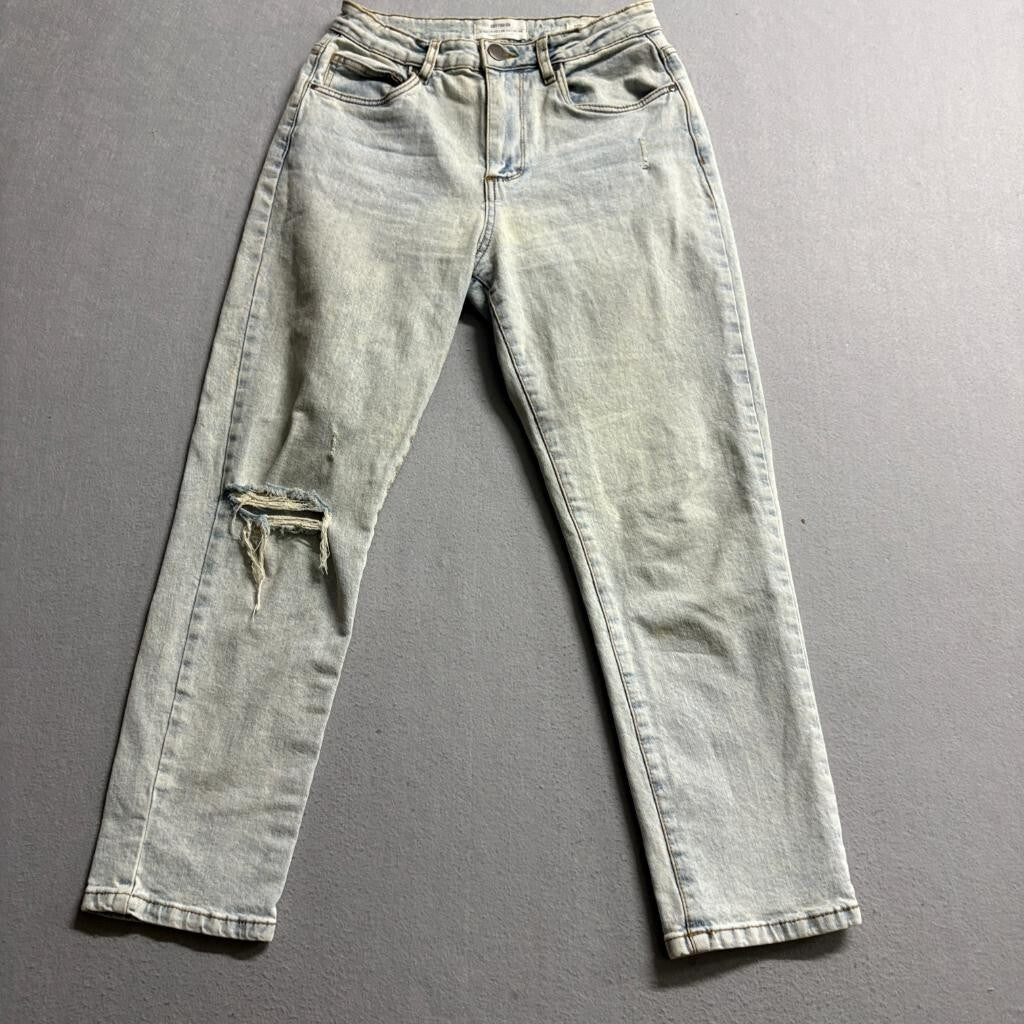 Cotton On Stretch Mom Jeans Womens US 6 Light Wash Distressed High Rise Denim