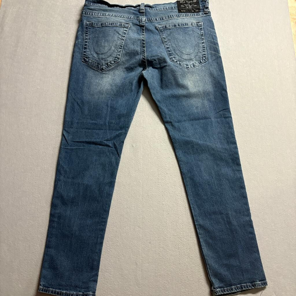 True Religion Rocco Relaxed Skinny Jeans Mens 40 Blue Denim Medium Wash