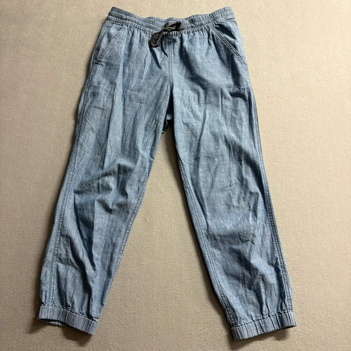 J.Crew Point Sur Chambray Jogger Pants Womens Size 4 Blue Cotton Drawstring