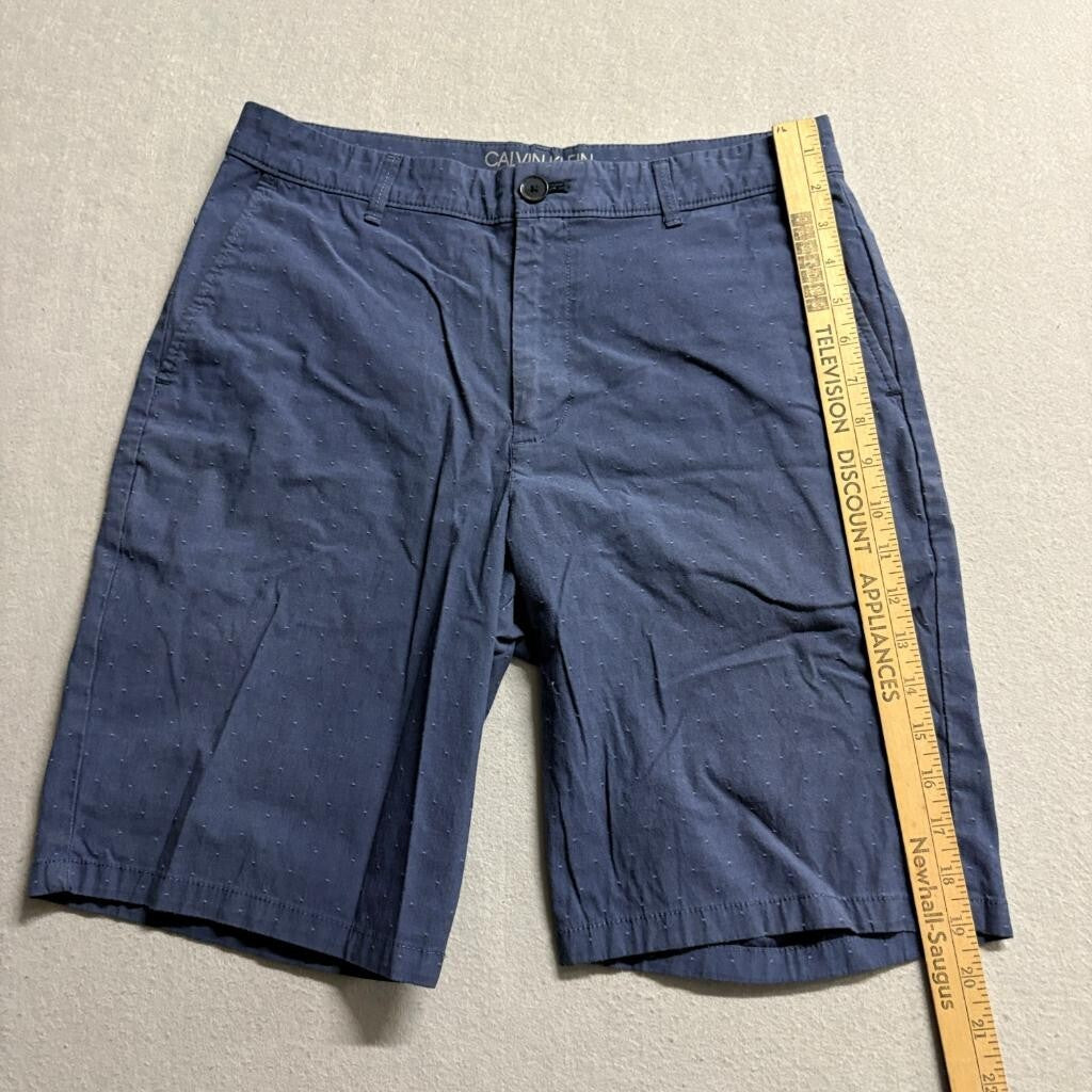 Calvin Klein Mens Chino Shorts Size 30 Blue Dotted Cotton Blend Casual Flat