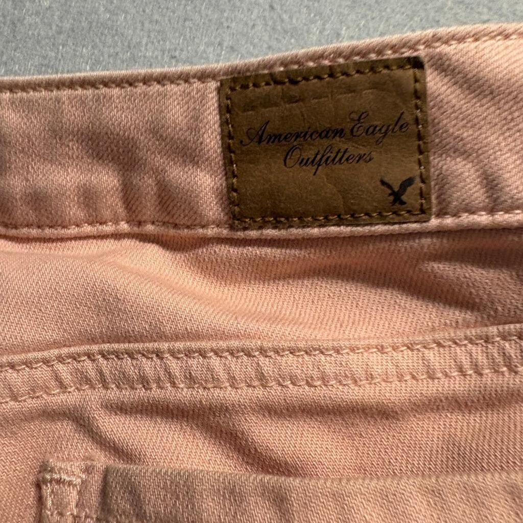 American Eagle Stretch Skinny Jeans Womens 00 Pink Peach Denim Low Rise