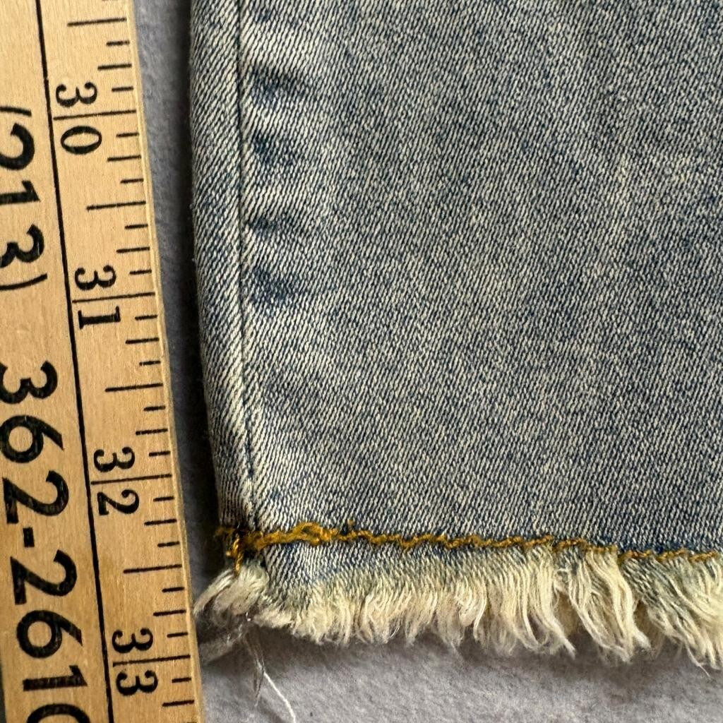 Shein Tall S Womens Blue Distressed Raw Hem Heart Star Patch Flare Jeans