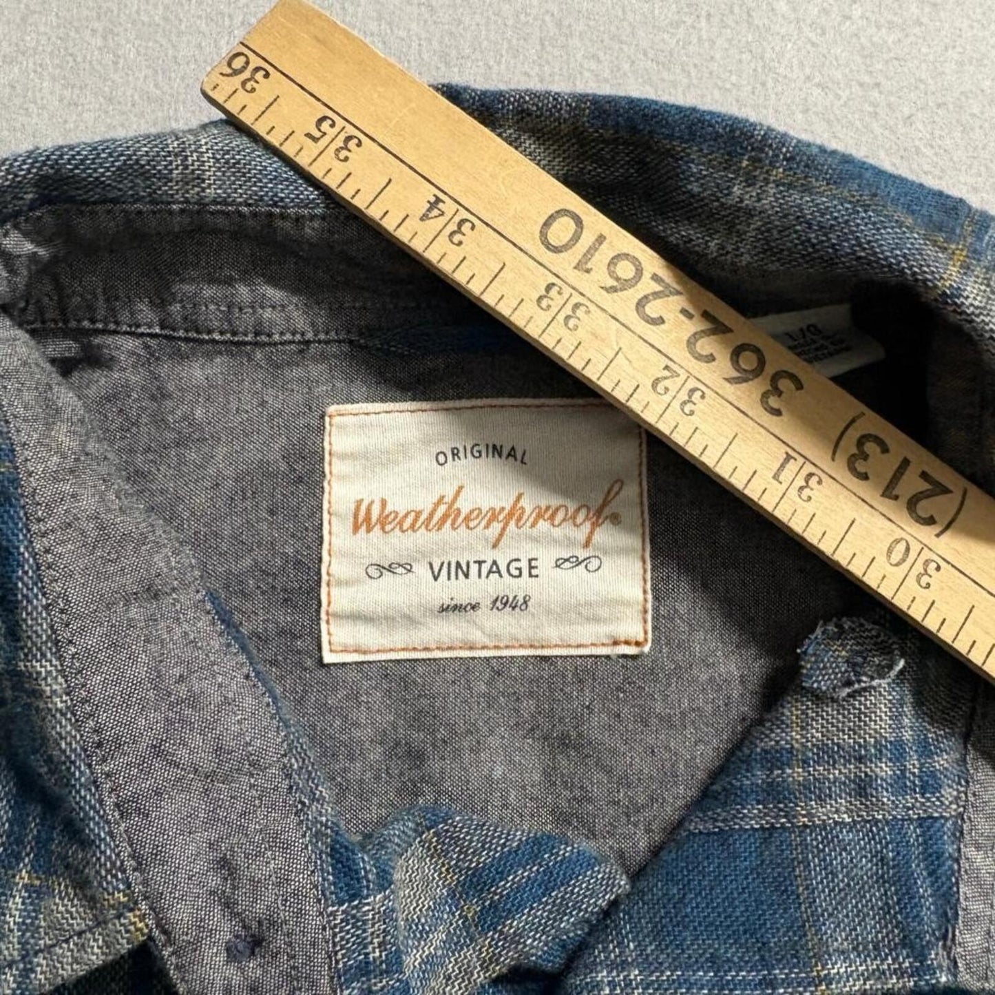 Weatherproof Vintage Flannel Shirt Mens Large Blue Plaid Long Sleeve Button Up