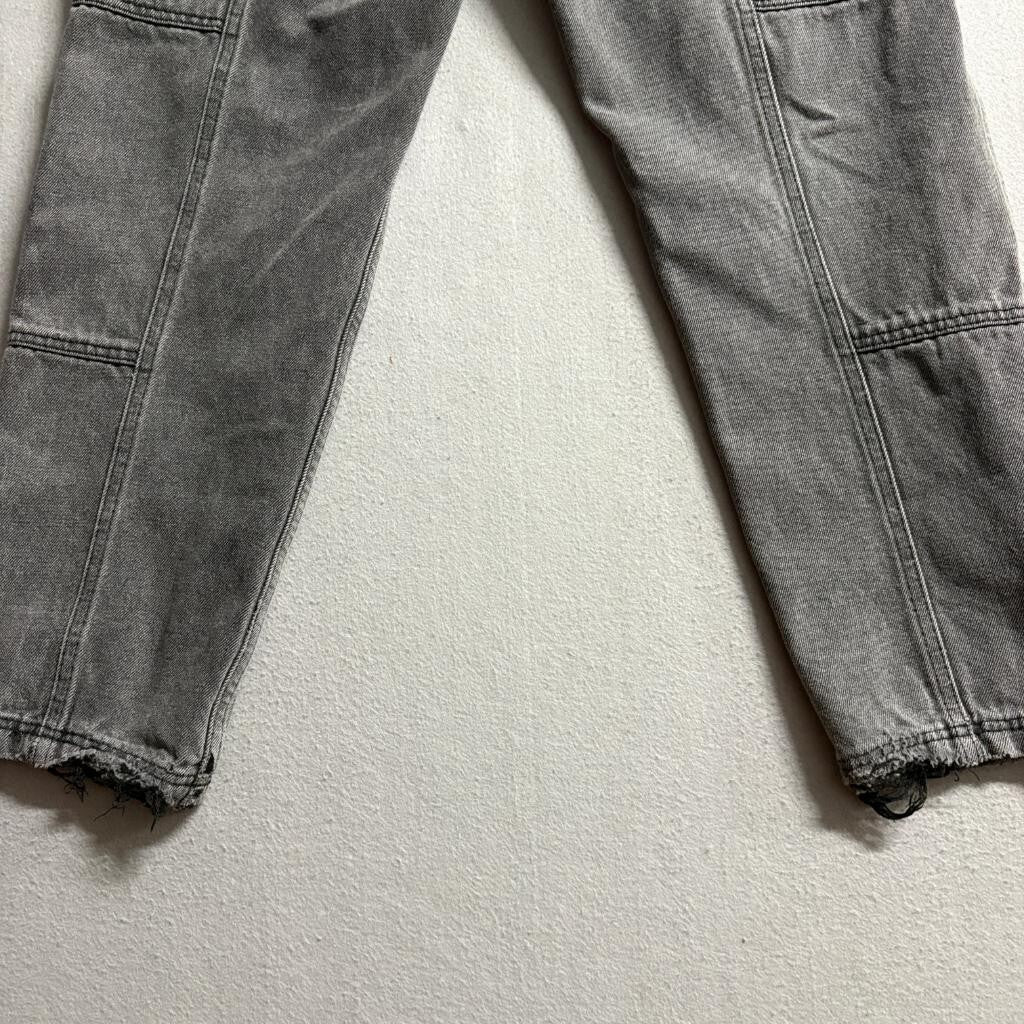 Simple Society Cargo Jeans Womens Size 26 Gray Acid Wash Elastic Waist Denim