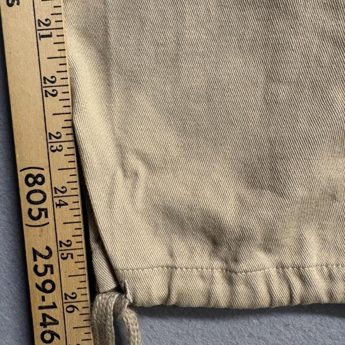Unbranded Mens Cargo Pants Size L Beige Twill Elastic Waist Drawstring Hem