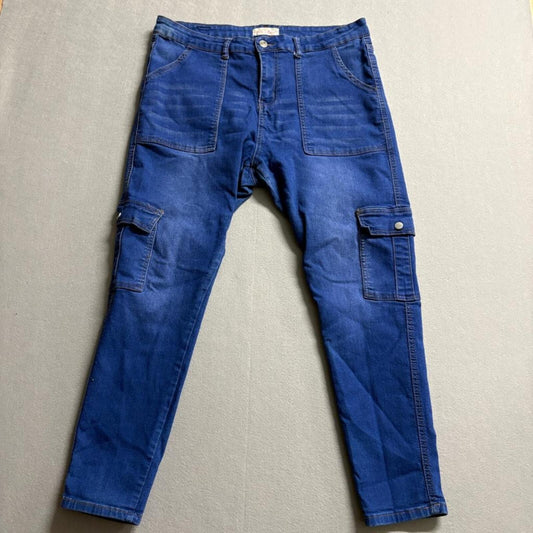 Red Bottoms Cargo Jeans Womens 18 Blue Stretch Denim Skinny Utility Pockets