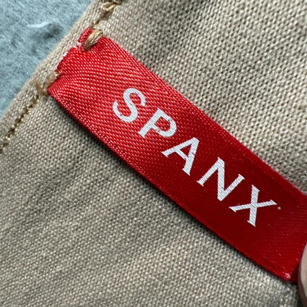 Spanx Crop Wide Leg Pants Womens XL Beige Cotton Blend Stretch Pull On