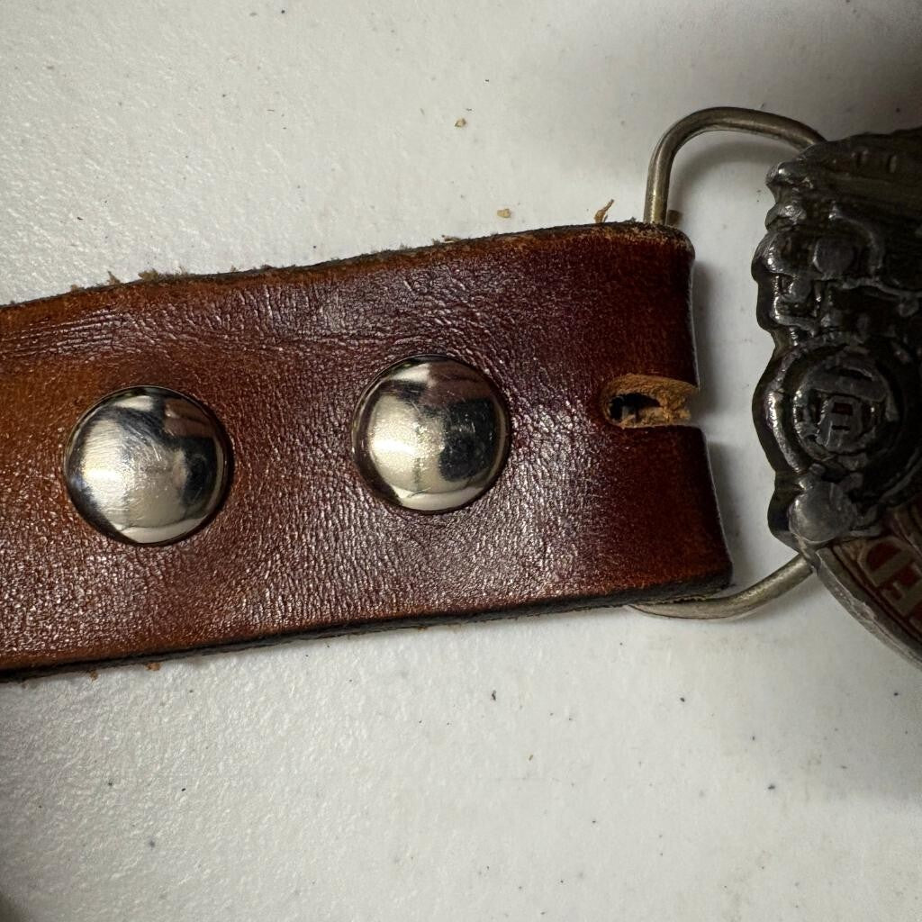 Vintage 1987 Pennsylvania Railroad Broadway Limited Belt Buckle with Leather