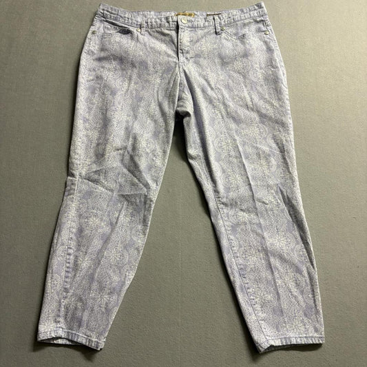 Nine West Vintage America Skinny Jeans Womens 16 Purple Paisley Matchstick Crop