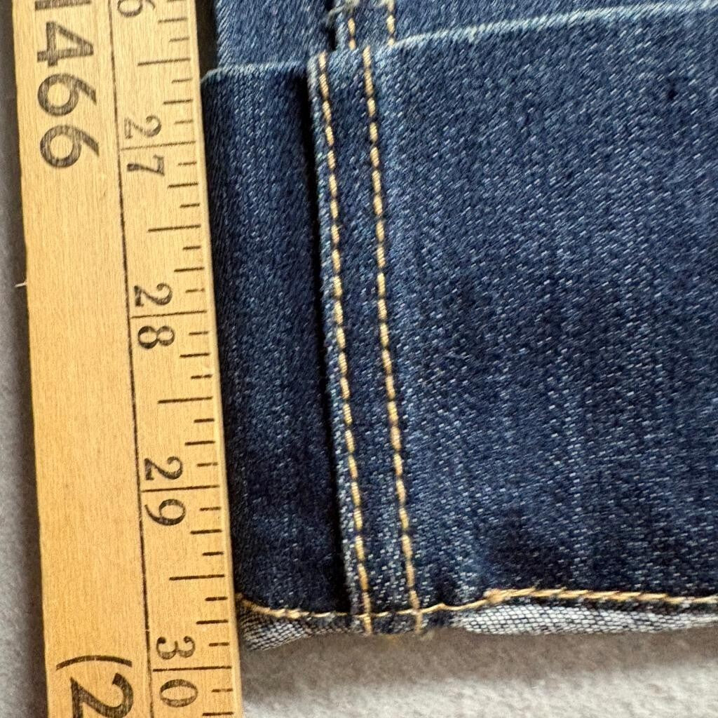 Seven7 Cuffed Crop Jeans Womens Size 32 Blue Denim Stretch Straight Leg