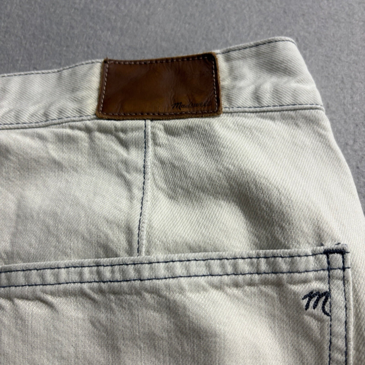 Madewell Tapered Wide Leg Jeans Womens 30 Off White Raw Hem 100% Cotton Denim