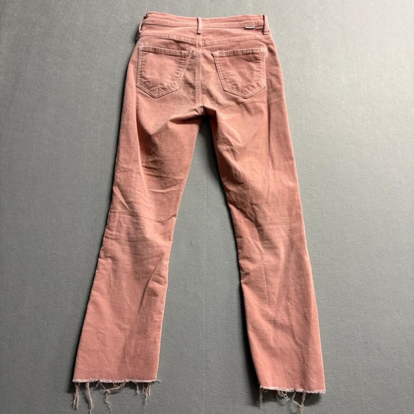 Mother Insider Crop Step Fray Corduroy Pants Womens 24 Pink Eraser Raw Hem