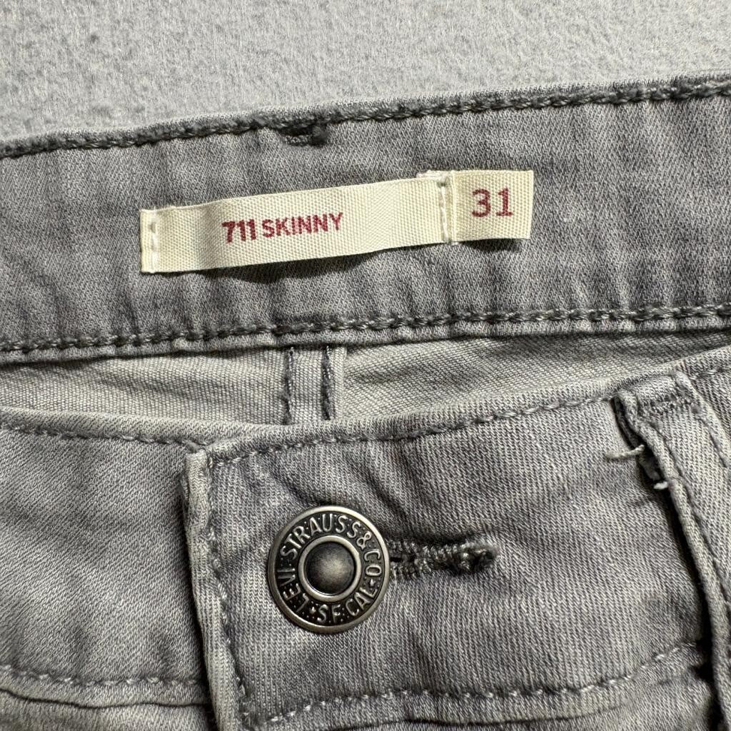 Levis 711 Skinny Jeans Womens 31 Gray Denim Stretch Mid Rise Pants W31 L30