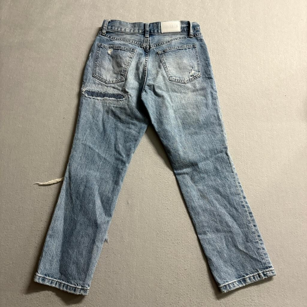 Pistola Distressed Straight Leg Jeans Womens Size 25 Blue Denim Ripped