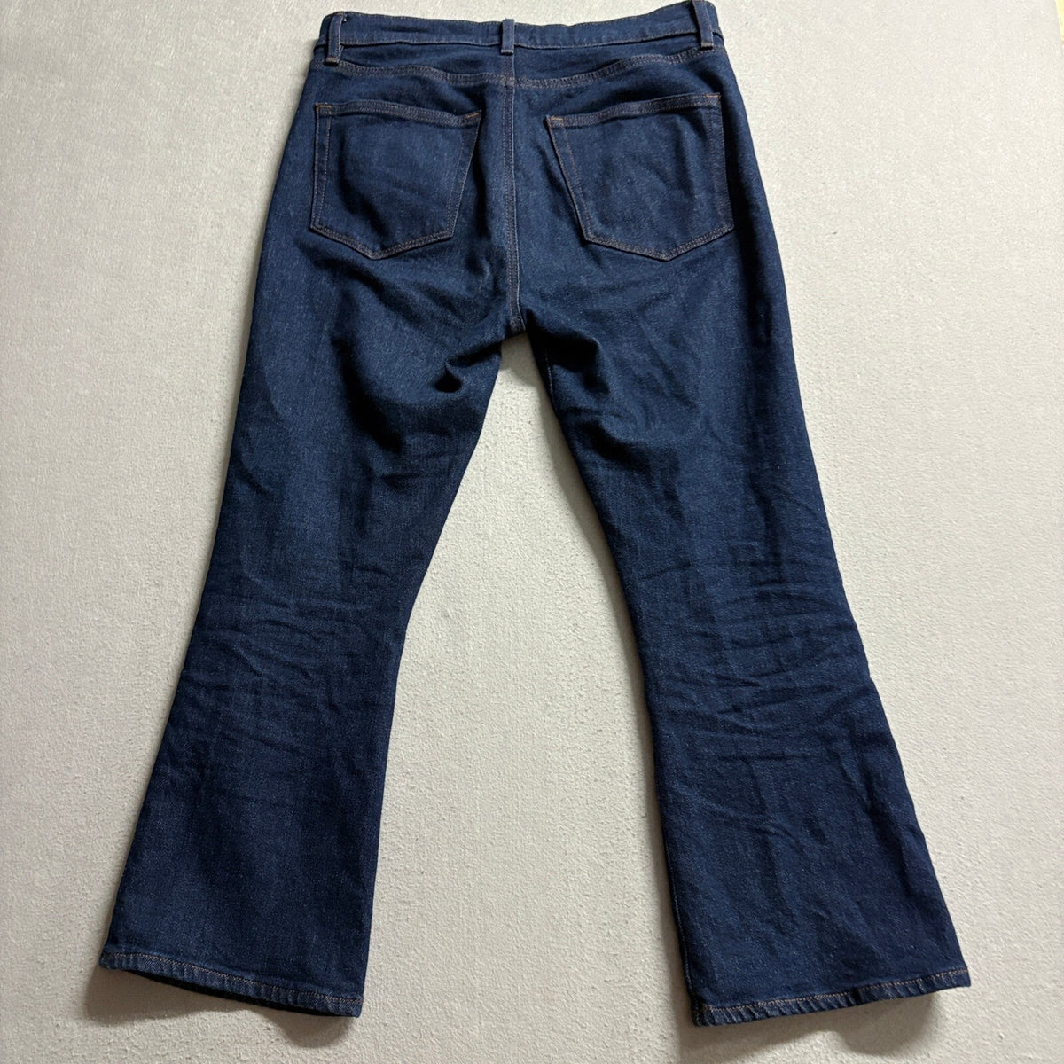 Rivete Denim Kick Crop Jeans Womens 29 Blue Dark Wash Stretch Flare Ankle High
