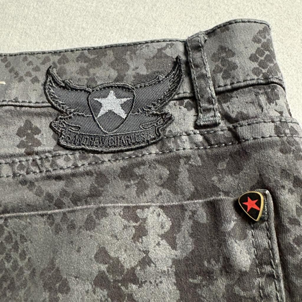 Andrew Charles Womens Snakeskin Print Jeans Size 28 Gray Black Stretch Skinny