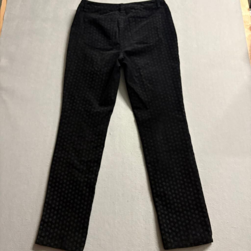 Charter Club Corduroy Pants Womens 8 Black Floral Print Stretch Straight Leg