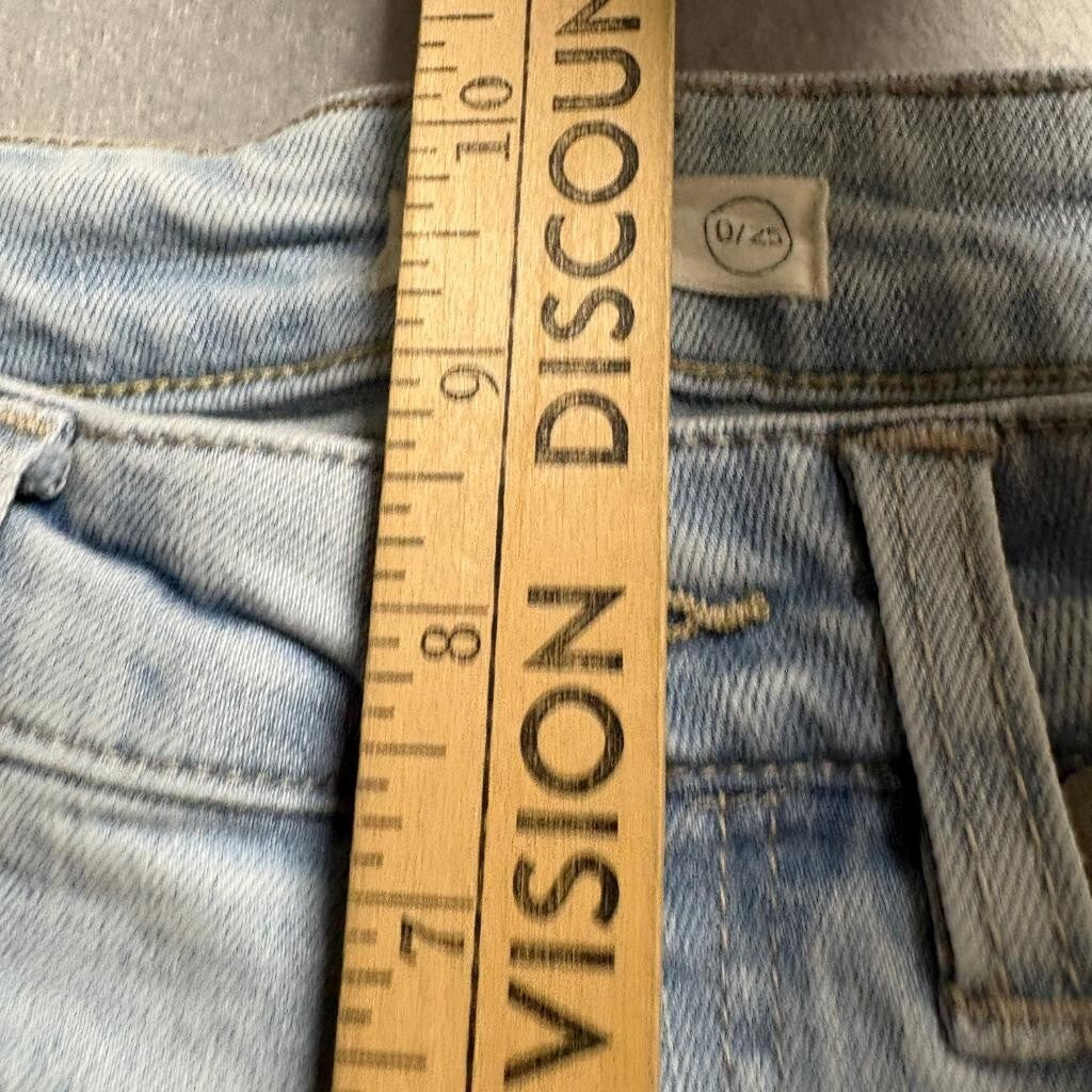Oat New York Jeans Womens 0/25 Light Wash Raw Hem Stretch Denim Straight Leg