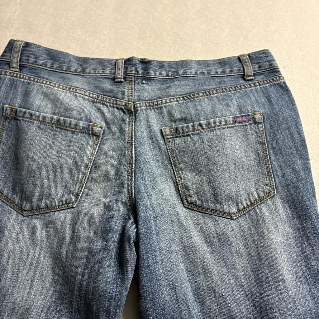 I Heart Ronson Distressed Crop Jeans Womens Size 12 Blue Denim Ripped Straight