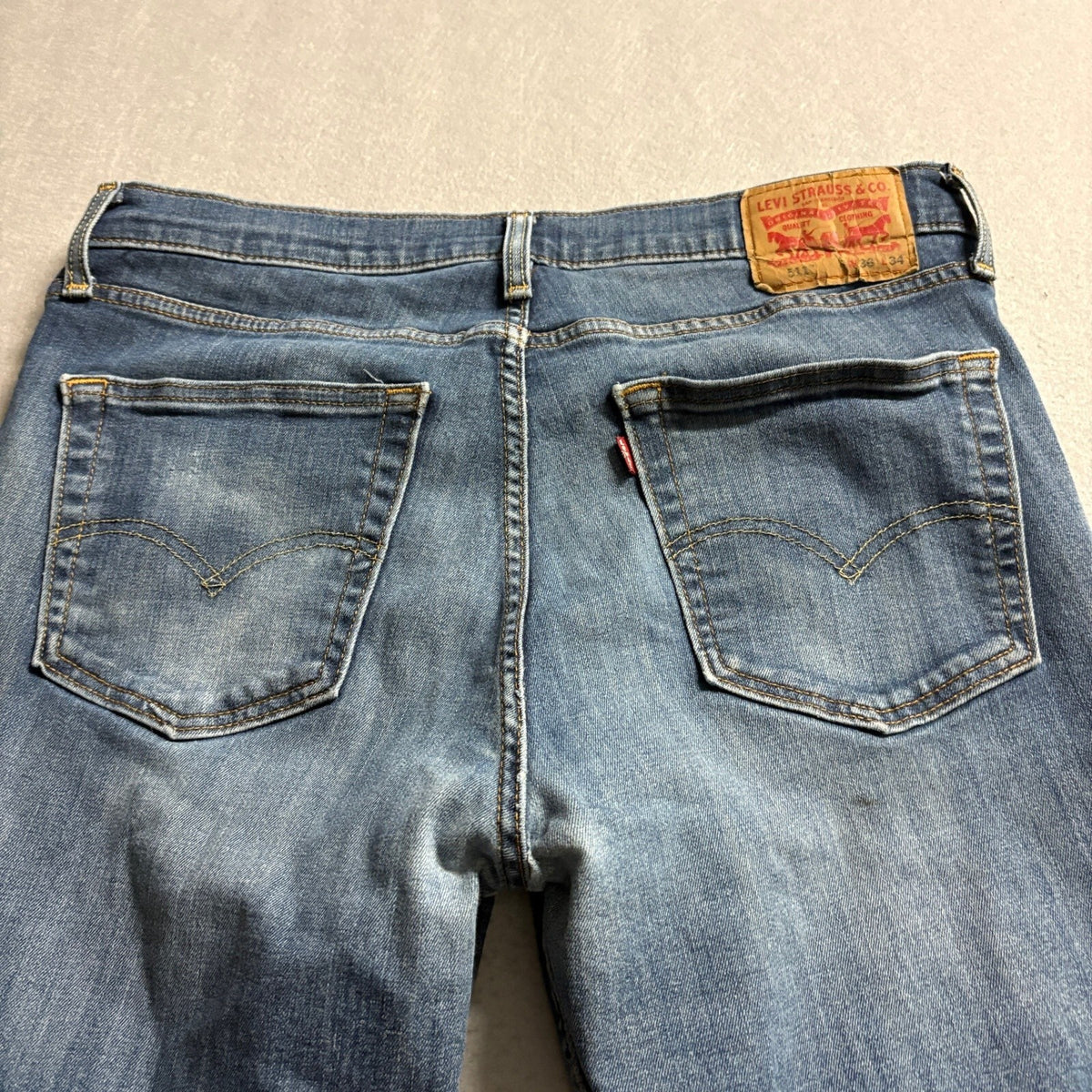 Levi's 511 Slim Fit Jeans Mens Size W36 L34 Blue Denim Distressed Hole Bleach