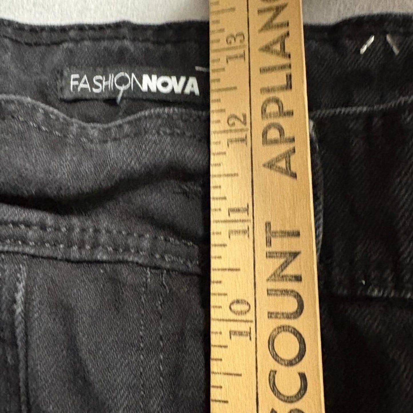 Fashion Nova Denim Jogger Pants Womens Size 7 Black Cotton High Rise Elastic
