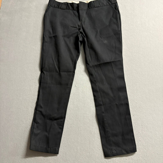 Dickies 774 Original Fit Work Pants Mens 32 Black Polyester Blend Flat Front