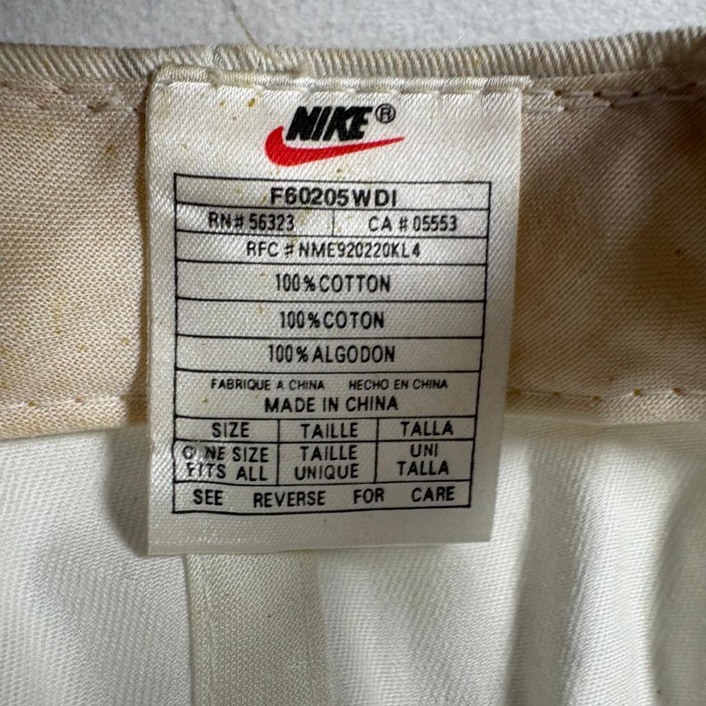 Vintage Nike Swoosh Snapback Hat Mens Beige Blue Green Under Visor Cap