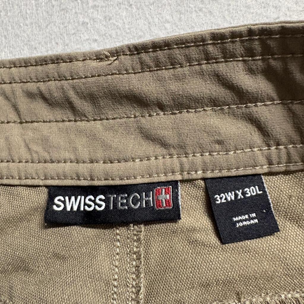 Swiss Tech Mens Utility Pants 32x30 Brown Nylon Spandex Stretch Hiking Outdoor