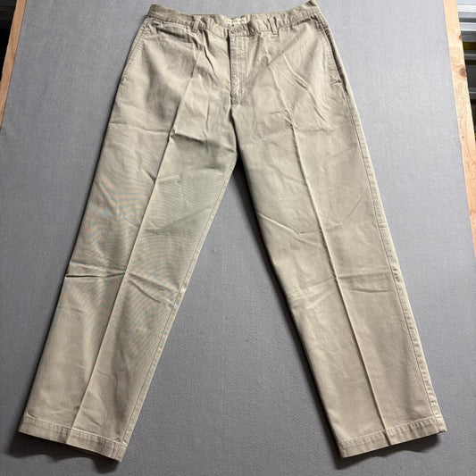 Merona Mens Chino Pants 38x32 Beige Khaki Cotton Flat Front Straight Leg