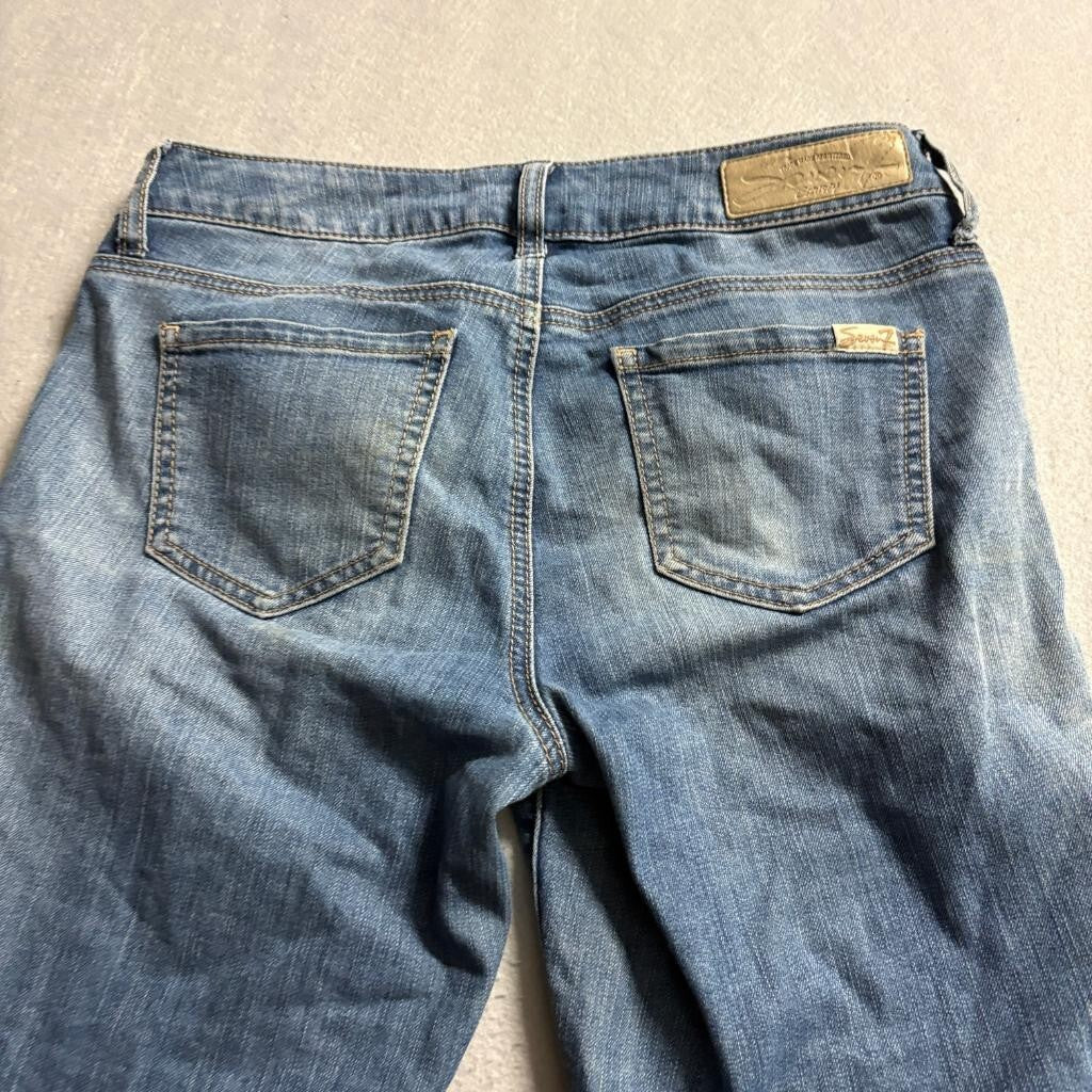 Seven7 Moto Skinny Jeans Womens 4 Blue Denim Ribbed Pleated Knee Stretch