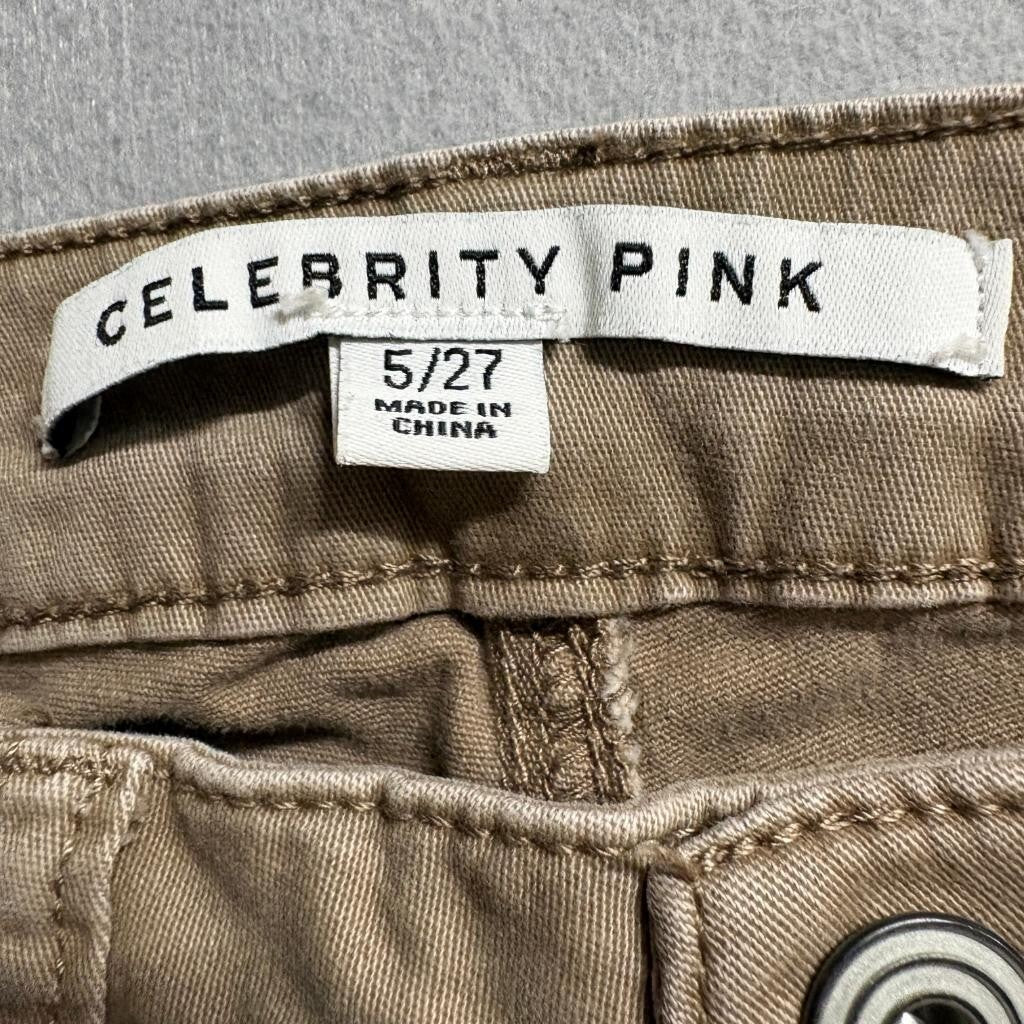 Celebrity Pink Cargo Pants Womens 5/27 Brown Cotton Blend High Rise Utility