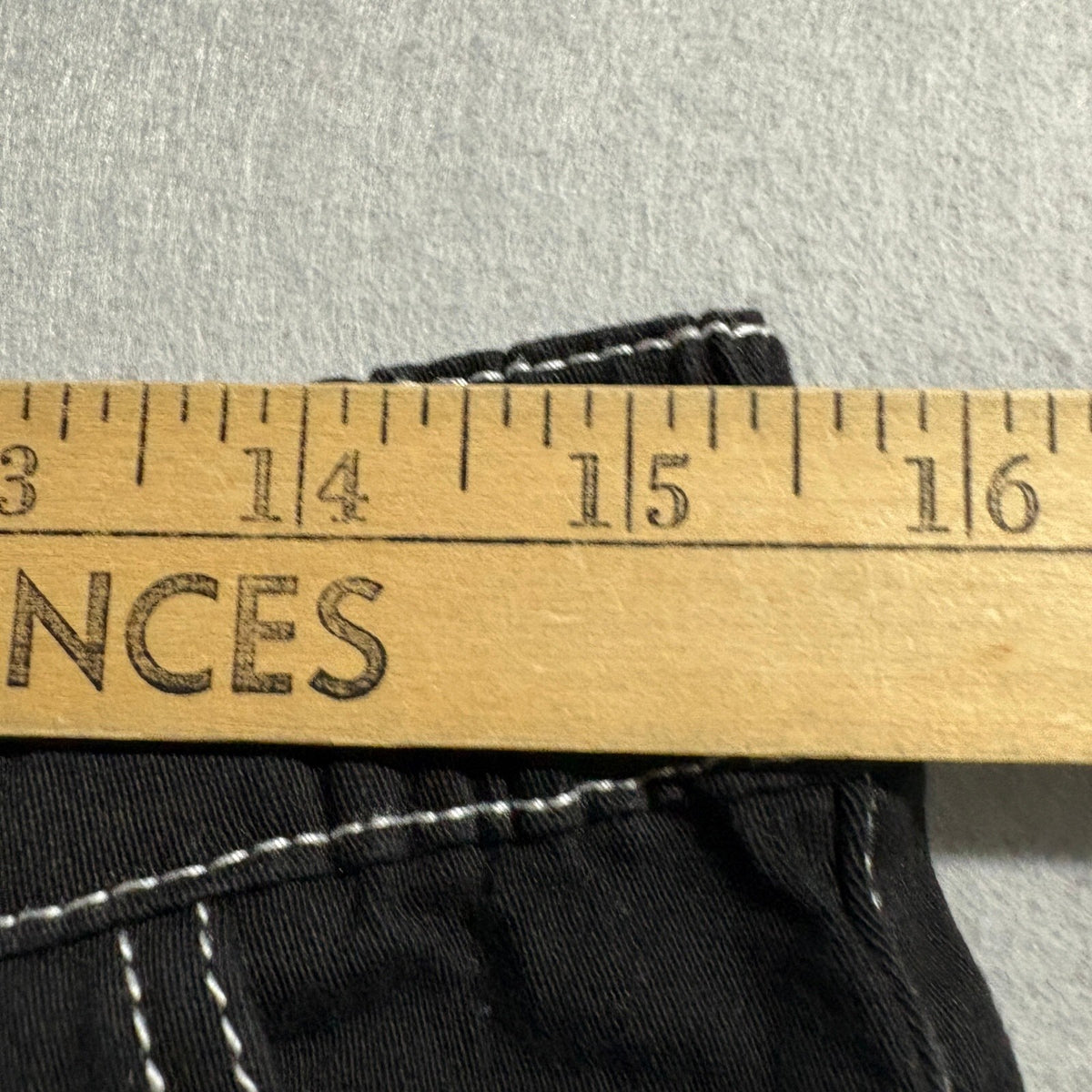 Almost Famous Women XL Black Contrast Stitch Cargo Pants Elastic Waist Stretch
