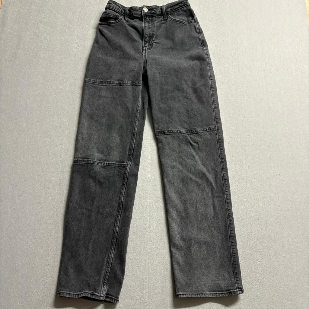 Hollister Ultra High Rise Dad Jeans Womens 1R W25 L31 Black Seam Detail Denim