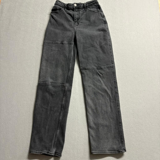 Hollister Ultra High Rise Dad Jeans Womens 1R W25 L31 Black Seam Detail Denim