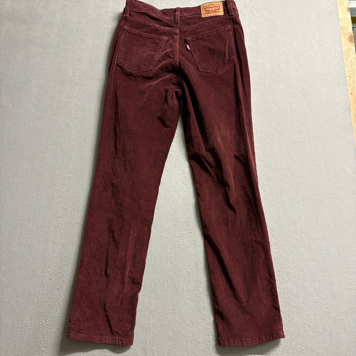 Levi's 724 High Rise Straight Corduroy Pants Womens Size 28 Burgundy Maroon Red