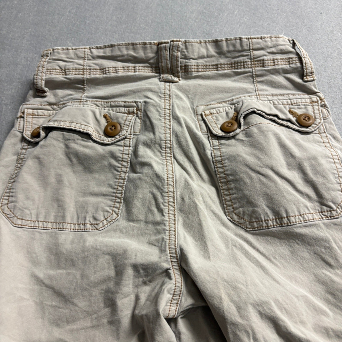 American Eagle Baggy Jogger Cargo Pants Womens 00 Regular Khaki Beige Stretch