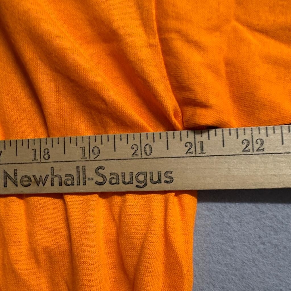 Vintage Tubular Blank T-Shirt Mens XL Orange Single Stitch Made in USA Cotton