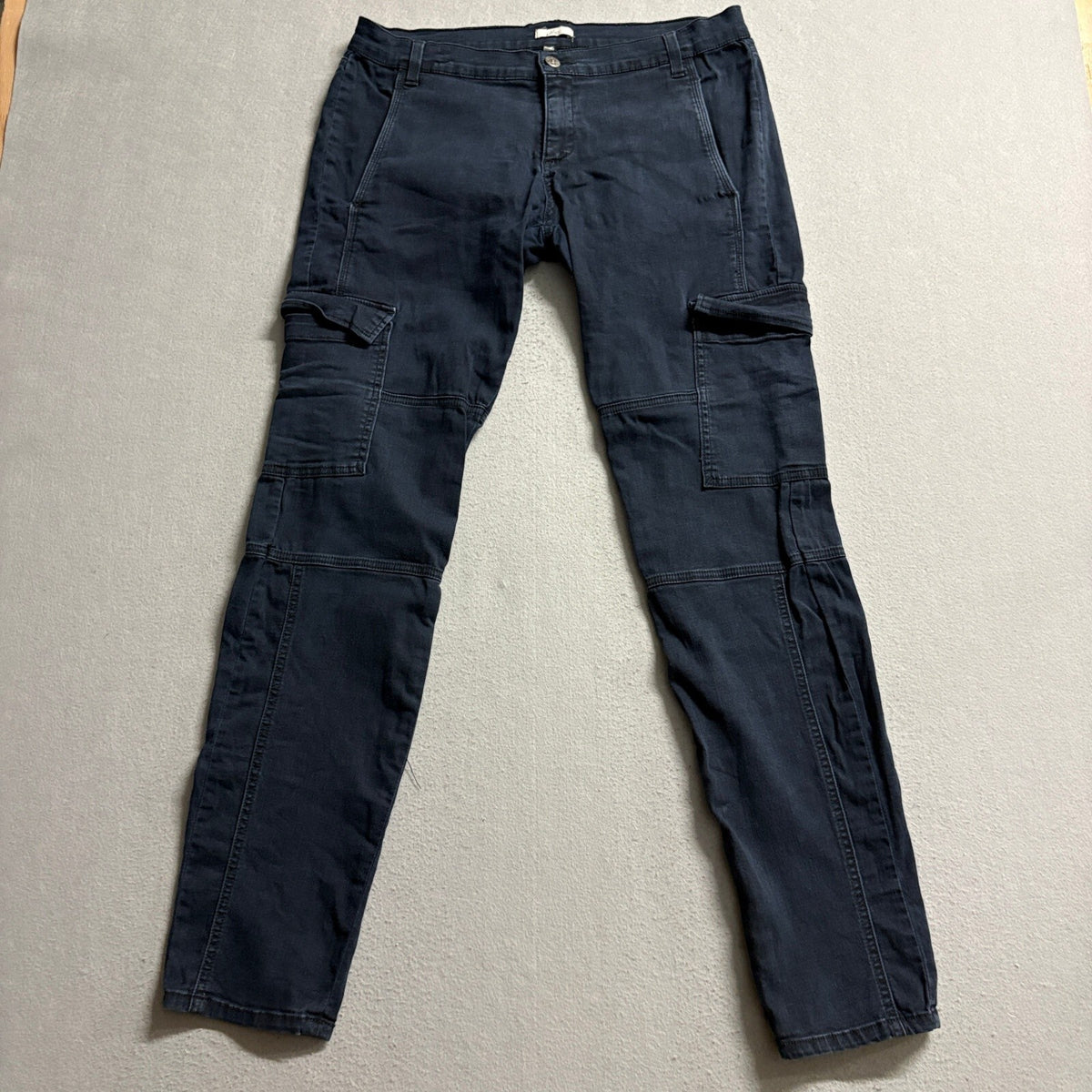 Joie Mens Cargo Pants Size 32 Black Stretch Utility Casual Slim Tapered Made USA