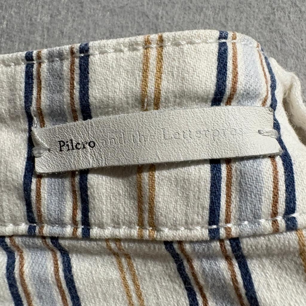 Pilcro and the Letterpress Anthropologie Striped High Rise Bootcut Jeans Size 27