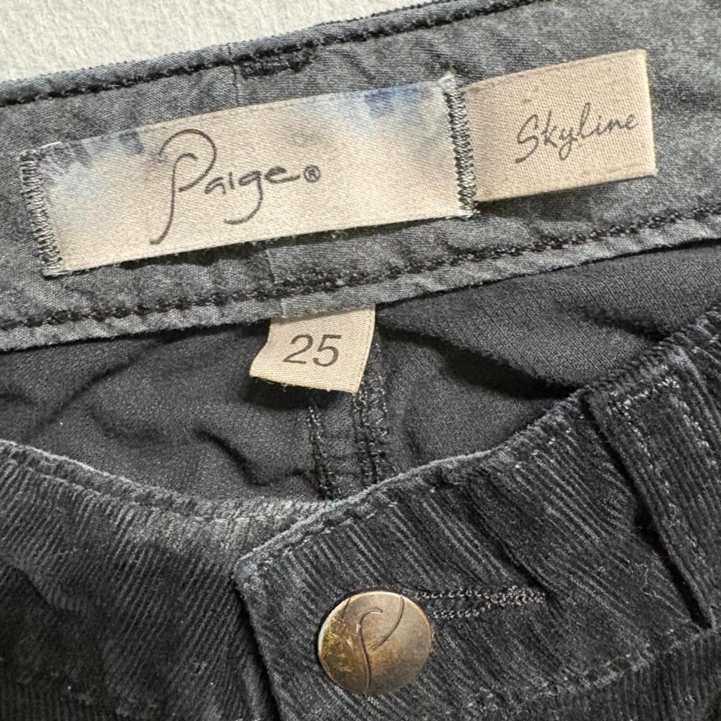 Paige Skyline Straight Corduroy Pants Womens 25 Black Stretch Cord Jeans