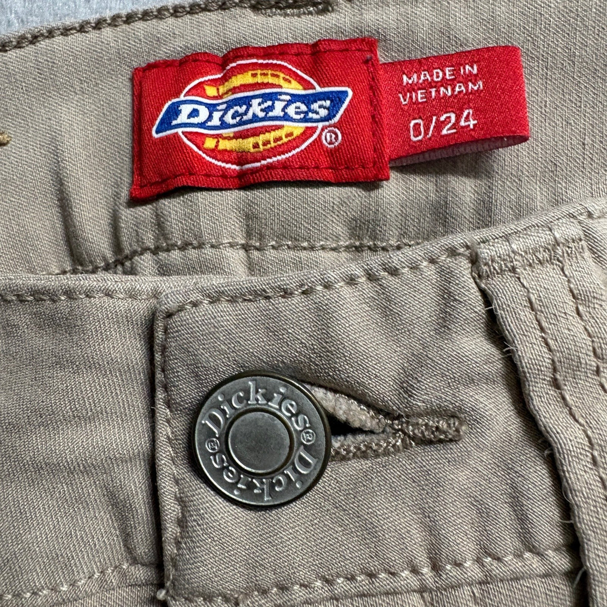 Dickies Girl Skinny Pants Womens 0/24 Khaki Beige Stretch Rayon Blend Casual