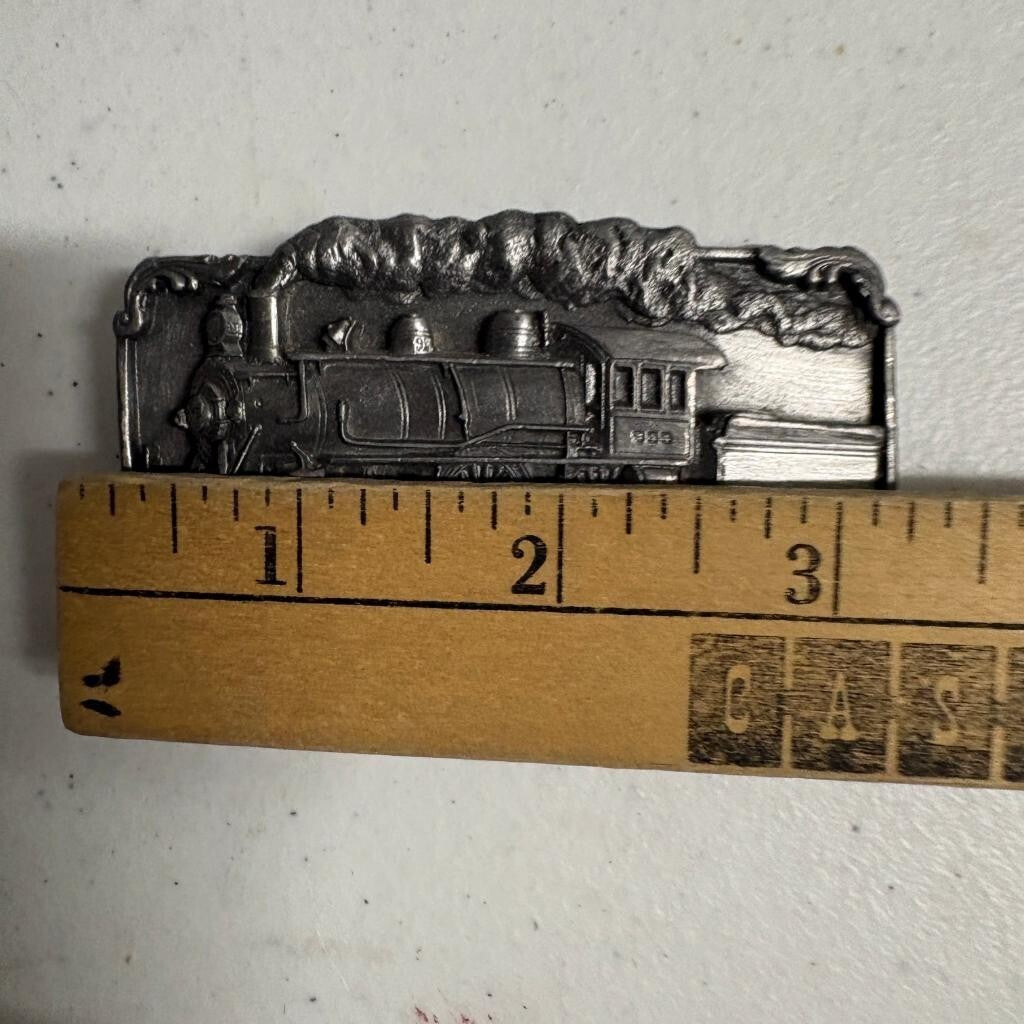 Vintage 1986 Siskiyou Steam Locomotive Train Belt Buckle Pewter Made in USA H-40