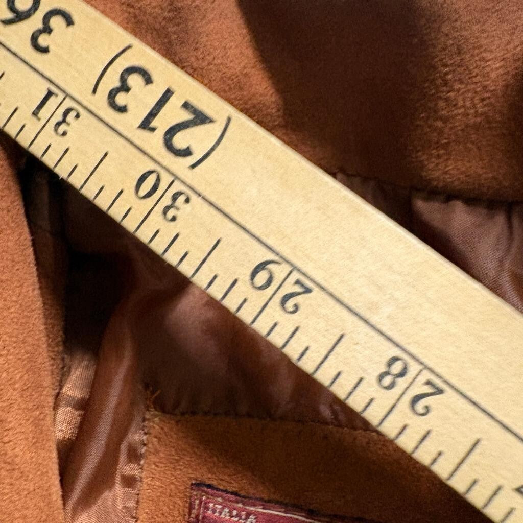 Moda V Italy Milano Womens Medium Suede Jacket Brown Button Front Coat Vintage