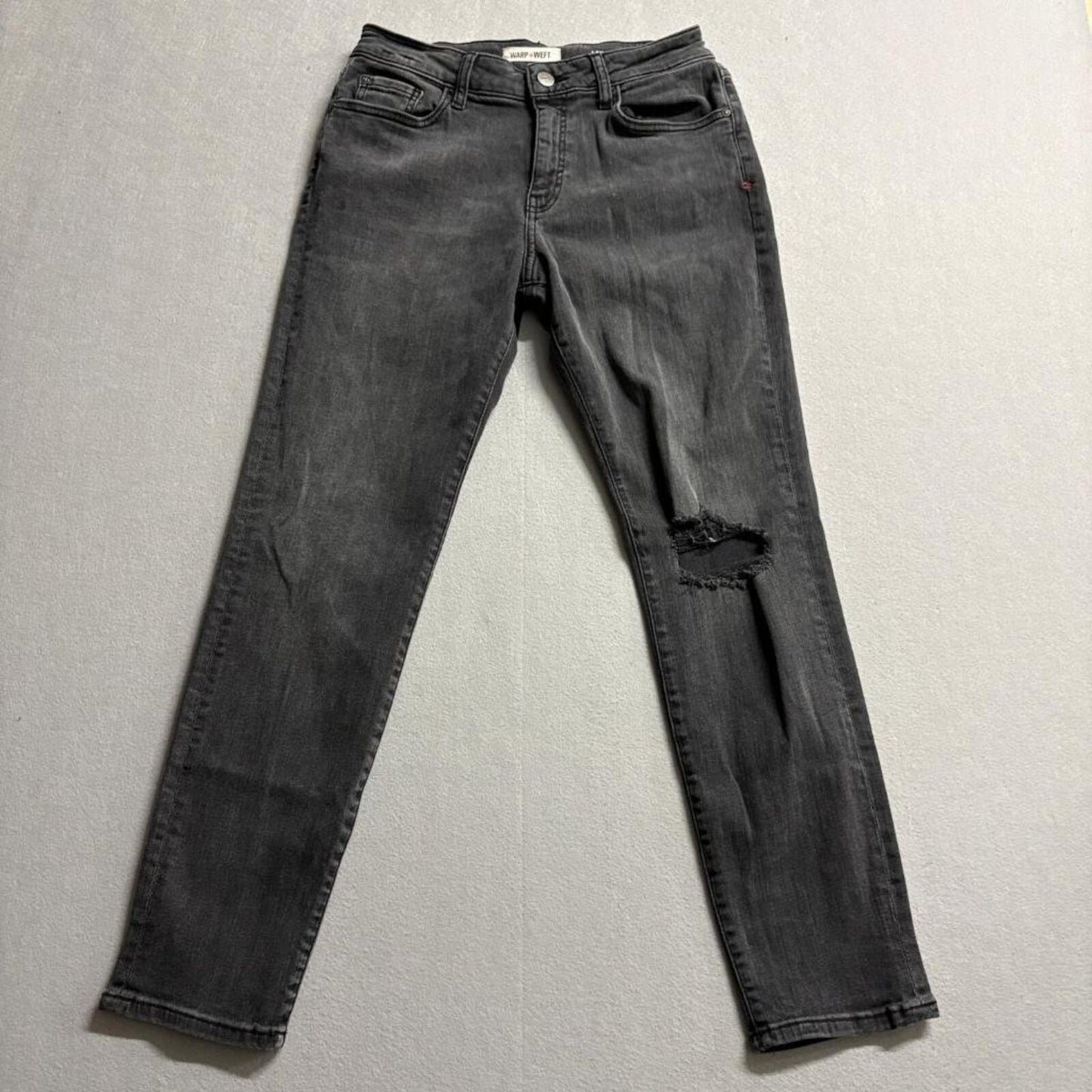 Warp Weft LAX Los Angeles Girlfriend Jeans Womens 6 28 Distressed Gray Denim