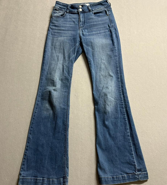 Carly Jean Los Angeles Faye Flare Jeans Womens Size 7 Blue Denim High Rise