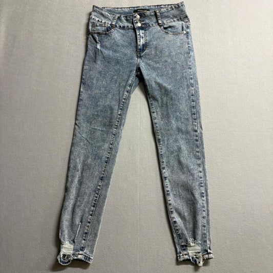 Between Us Skinny Jeans Womens Size 11 Blue Acid Wash Distressed High Rise