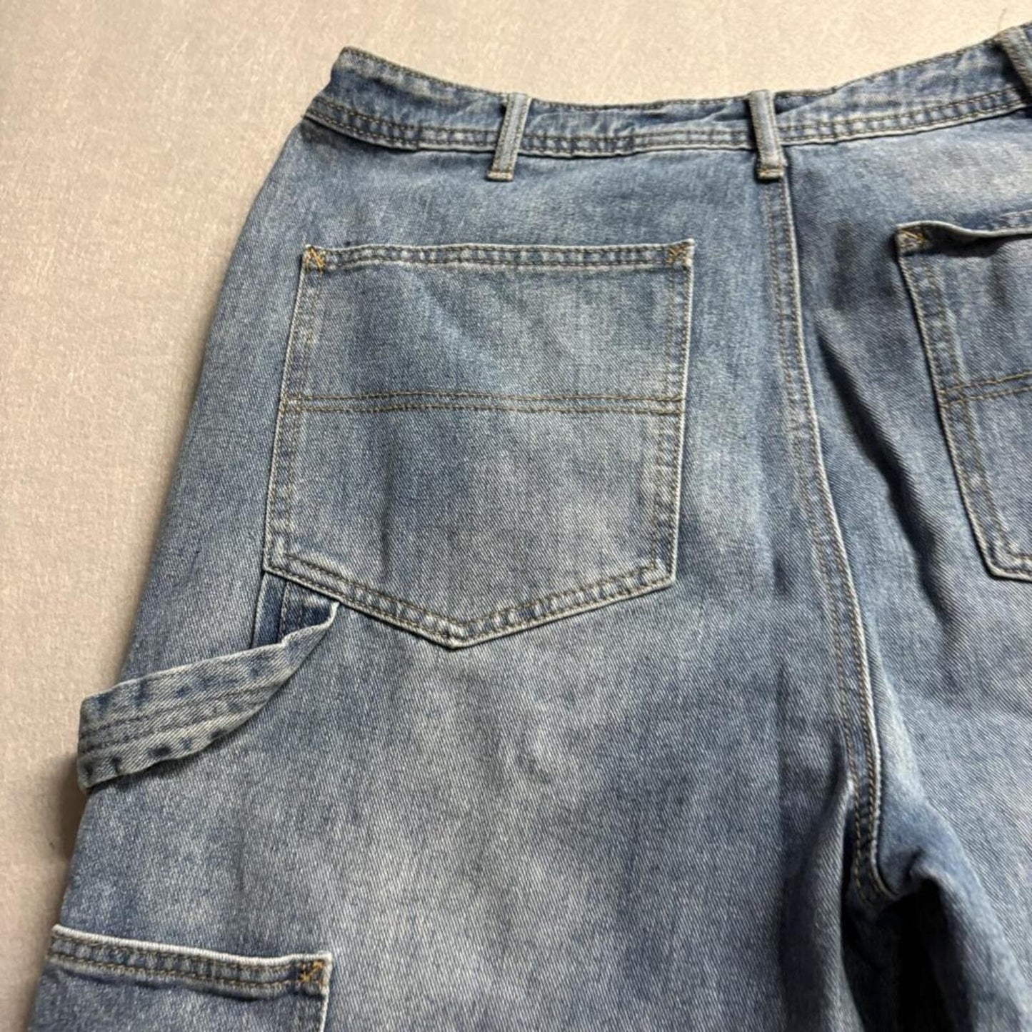 Fashion Nova Carpenter Jeans Mens Size 9 Blue Denim Utility Pants 100% Cotton